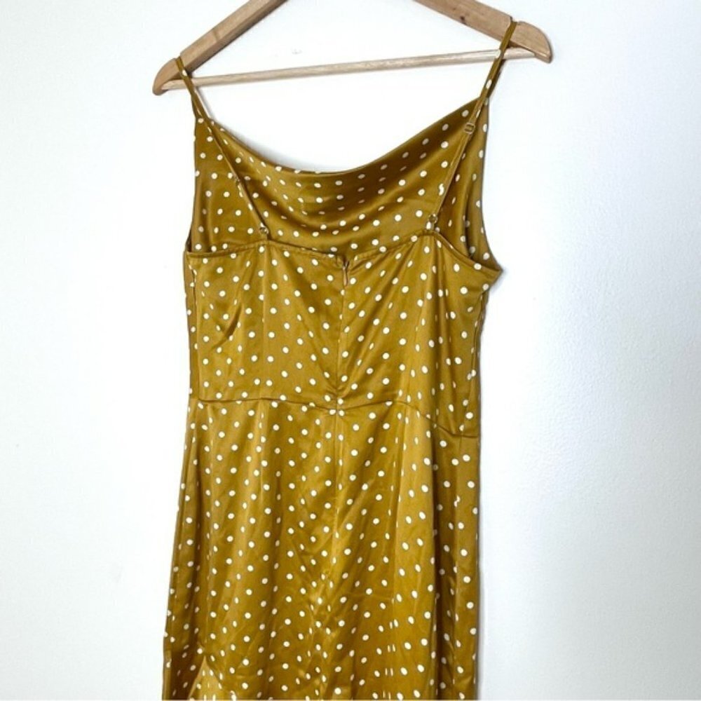 J.O.A. Yellow Polka Dots Satin Asymmetrical Dress US M - Picture 8 of 13